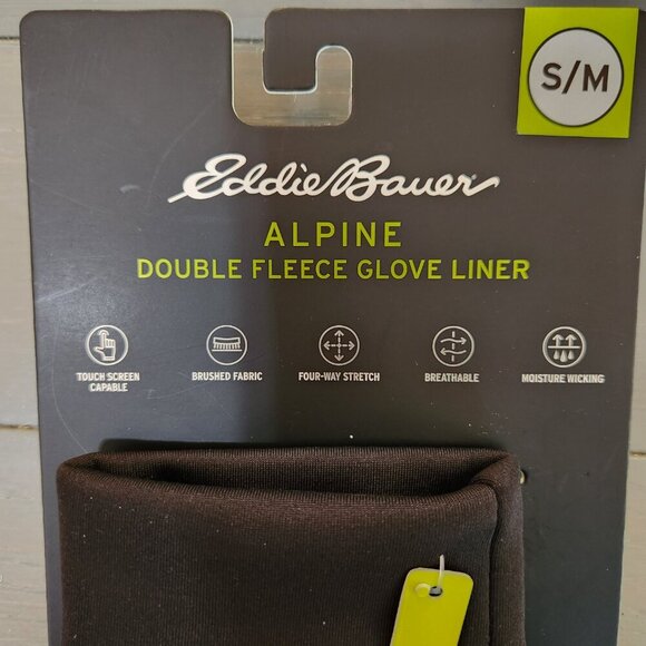 Eddie Bauer Men's Black Alpine Double Fleece Liner Touchscreen Gloves Size S/M - Picture 3 of 6